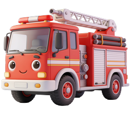 Cute Cartoon Fire Truck 3D Icon - Climb Aboard!