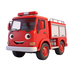 Cute Cartoon Fire Truck 3D Icon for Kids