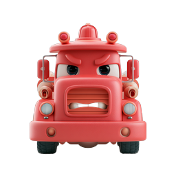 Cartoon Fire Truck Character Icon - 3D Clay Style