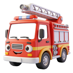 Cartoon Fire Truck 3D Icon - Friendly Emergency Vehicle