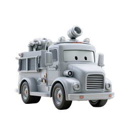 Cute Cartoon Fire Truck 3D Icon - Pixar Style