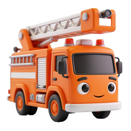 Cute Cartoon Fire Truck 3D Icon | Emergency Vehicle