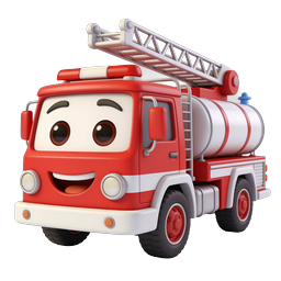 Cartoon Fire Truck Icon - 3D Red Emergency Vehicle