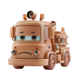 Cute Cartoon Fire Truck Character - 3D Clay Style