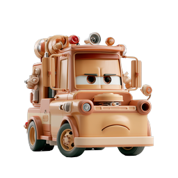 Cartoon Fire Truck Character 3D Render Icon
