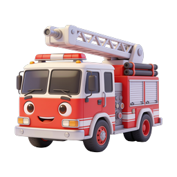 Cute Cartoon Fire Truck 3D Icon - Emergency Vehicle