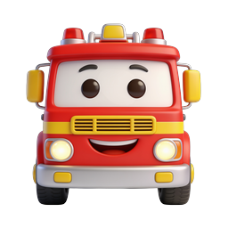 Personaggio camion dei pompieri cartoon - Icona renderizzata in 3D