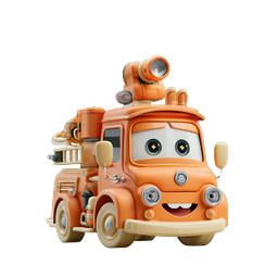 Cute Cartoon Fire Truck 3D Icon - Friendly Emergency Vehicle