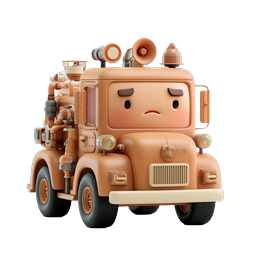 Adorable Cartoon Fire Truck Character Icon - 3D Clay Style