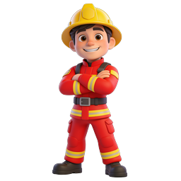 Cartoon Firefighter Character Icon - 3D Clay Style