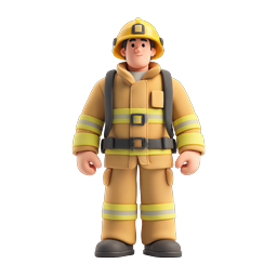 Cartoon Firefighter Character Icon - 3D Clay Style