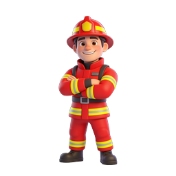 Cartoon Firefighter Character 3D Icon | Clay Style