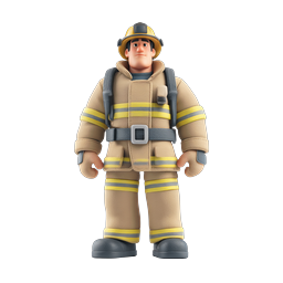 Cartoon Firefighter Character Icon - 3D Clay Style