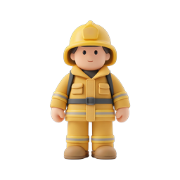 Cartoon Firefighter Character Icon - 3D Clay Style
