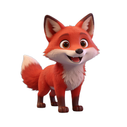 Cute 3D Cartoon Fox Icon - Animated Red Fox Character