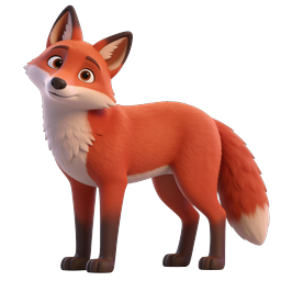 Cute Cartoon Fox Character - 3D Rendered Wildlife Icon