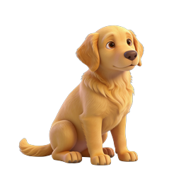 Icon eines niedlichen Cartoon-Golden-Welpen | 3D-Haustierillustration