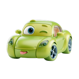 Cartoon Green Car Character Icon - Cute 3D Vehicle