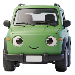 Cute Cartoon Green Car Icon | 3D Rendered SUV Character