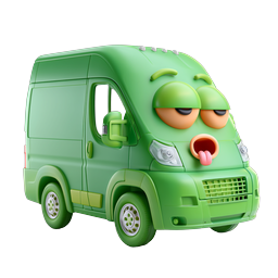 Cartoon Green Van 3D Icon - Friendly Delivery Vehicle