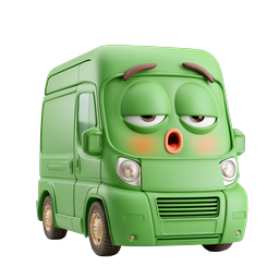Cute Cartoon Green Van Character - 3D Rendered Vehicle Icon