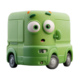 Cute Cartoon Green Van Character 3D Icon