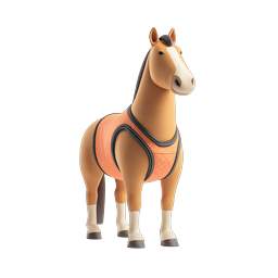 3D カートゥーンホースアイコン - フレンドリーな乗馬デザイン