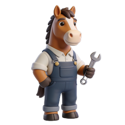 Cartoon Horse Mechanic Icon for Fun Designs