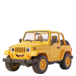 Cute Cartoon Jeep Character Icon with Speech Bubble