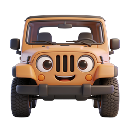 Cute Cartoon 3D Jeep Character Icon