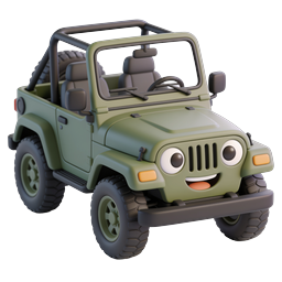 Cartoon Jeep Icon - Cute 3D Off-Road Vehicle