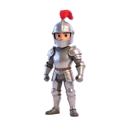 Cartoon Knight Armor 3D Character Icon for Games