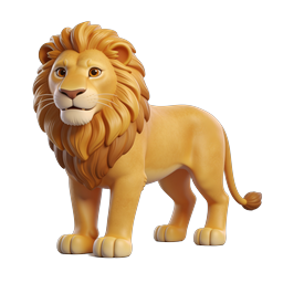Cute 3D Cartoon Lion Icon - Friendly Wildlife Character