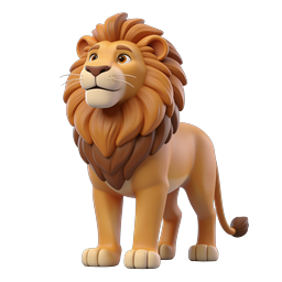 Cartoon Lion Character 3D Rendered Icon