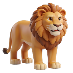 Cute 3D Cartoon Lion Character Icon | Wildlife Mascot