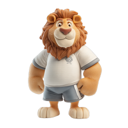 フレンドリーなカートゥーンライオンキャラクター3Dマスコットアイコン
