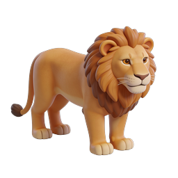 Cute 3D Cartoon Lion Icon - Wildlife Character