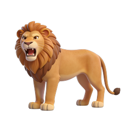 3D Cartoon Lion Icon - Cute Animated Big Cat