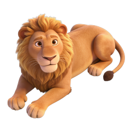 Cute 3D Cartoon Lion Icon - Friendly Wildlife Character
