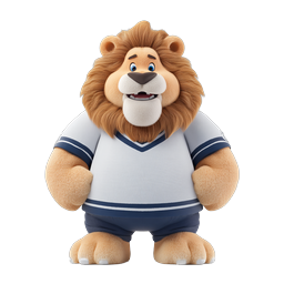 Cute 3D Cartoon Lion Mascot Character Icon