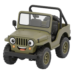 Cartoon Military Jeep 3D Icon - Cute Army Vehicle