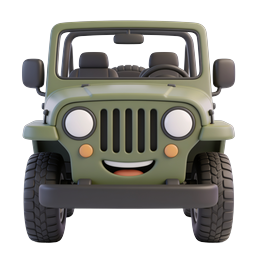 Cartoon Military Jeep Icon - 3D Clay Style Vehicle