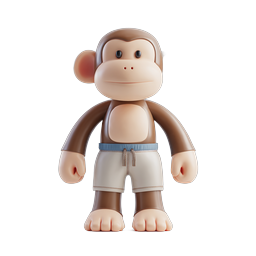 Süßes 3D-Cartoon-Affen-Charakter-Icon | Clay-Stil