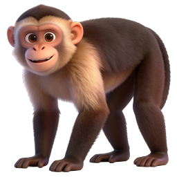 Adorable 3D Cartoon Monkey Character Icon