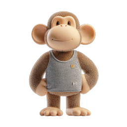 Icono de avatar de personaje de mono de dibujos animados 3D amigable