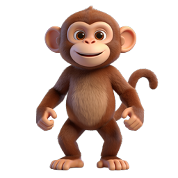 Ícone 3D de personagem de macaco de desenho animado fofo
