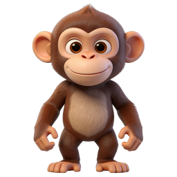 Playful Cartoon Monkey Icon for Kids' Designs