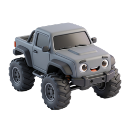 Cartoon Monster Truck Icon - 3D Clay Style Vehicle