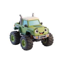 Cartoon Monster Truck Icon - Friendly 3D Vehicle