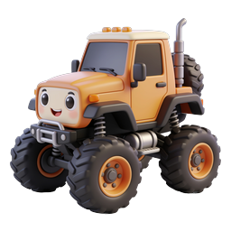 Cute Cartoon Monster Truck 3D Icon for Kids Apps